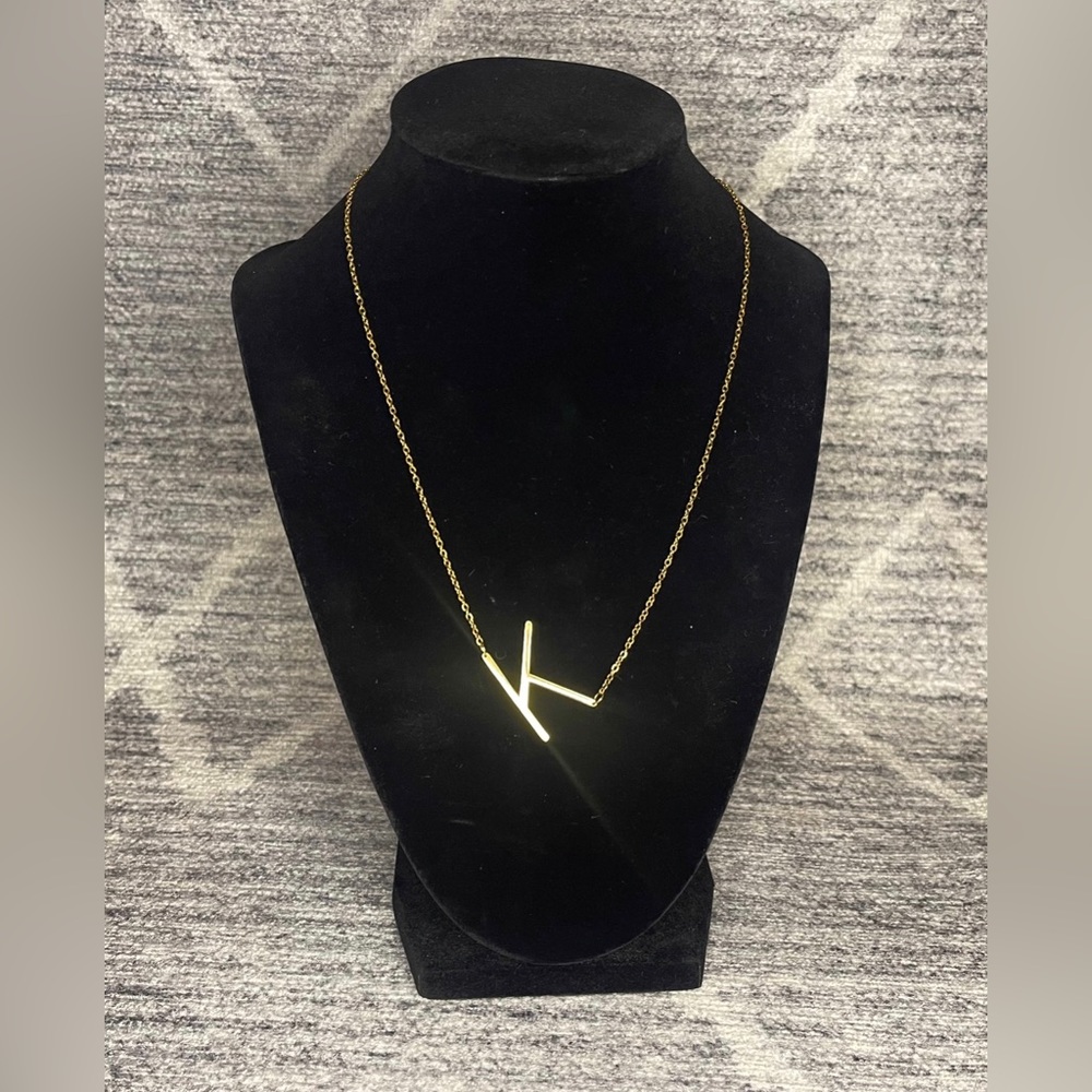 SAVVY CIE JEWELS 14K Gold Plated 'K' Initial Necklace